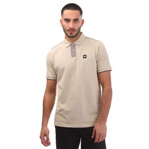 Weekend Offender Mens Teresina Checked Trim Polo Shirt / Stone